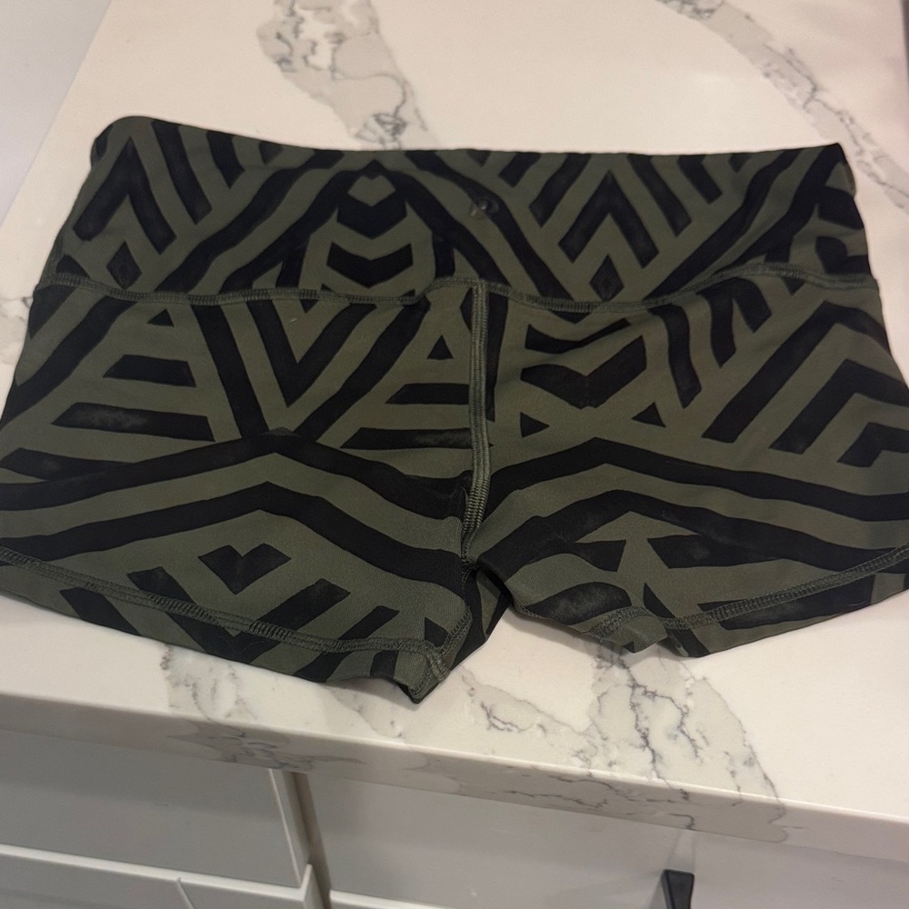 lululemon athletica Olive and Black Geometric Performance Shorts